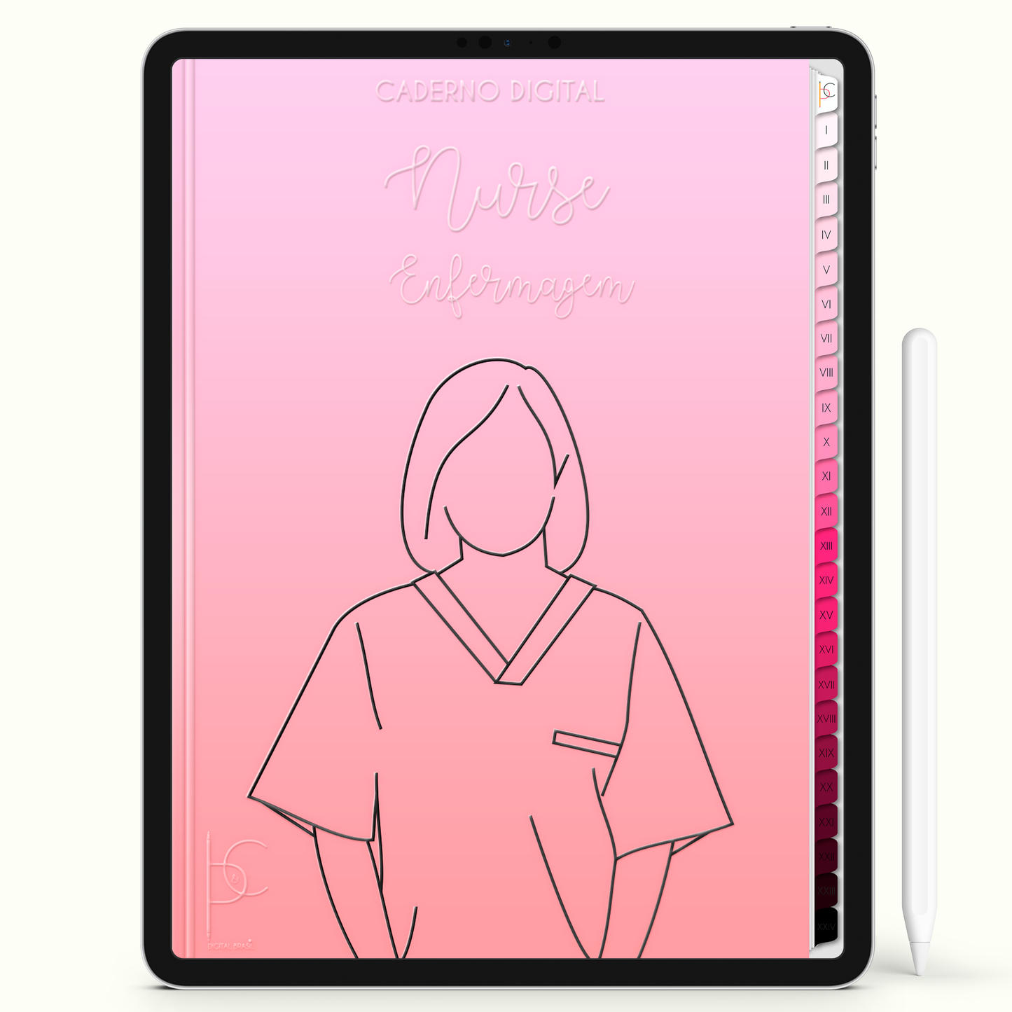 Caderno Digital Blush Nurse Enfermagem Blush 24 Matérias • iPad Tablet Android • Download instantâneo • Sustentável