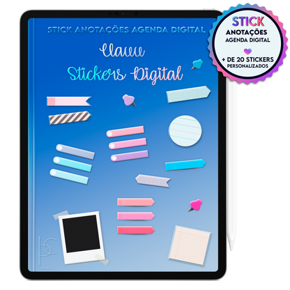 Stickers digitais para anotações, resumos e estudos na Agenda Digital, Planner Digital ou Caderno Digital.