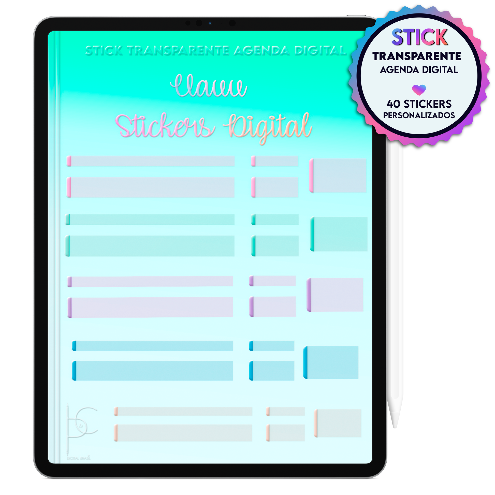 Stickers transparente para destacar anotações, agendamentos e reuniões importantes perfeitos para agendamentos com horários na Agenda Digital mensal, semanal e diária.