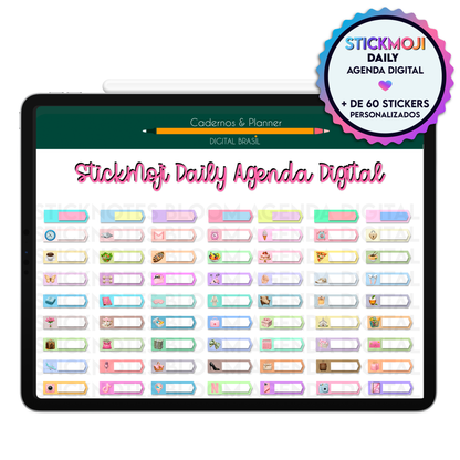 Adesivos digitais para agendamento de reuniões, clientes, compromissos e tarefas diárias na Agenda Digital no iPad e Tablet Android