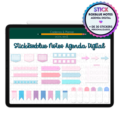 Stickers digitais para agenda profissional  com horários e organização de clientes na Agenda Digital Permanente Não Datada no Tablet Android ou iPad.