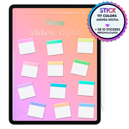 Stickers para destacar anotações, lembretes, compromissos, tarefas e projetos no Caderno Digital e na Agenda Digital Permanente Não Datada no Tablet Android ou iPad.