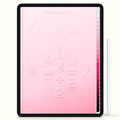 Caderno Digital Blush Vital Care Medicina 24 Matérias • iPad e Tablet Android • Download instantâneo • Sustentável