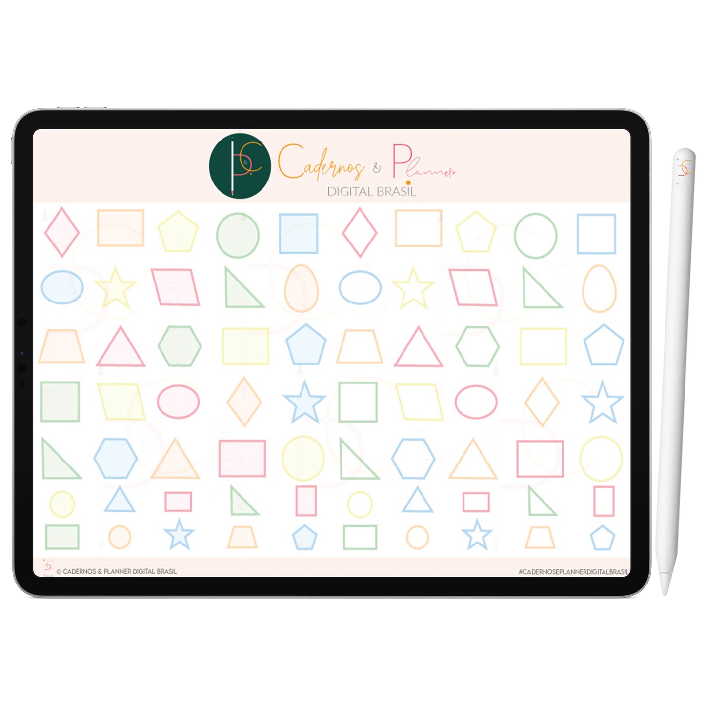 Kit Adesivos Stickers Digital para Mapa Mental Arco-Íris Formas Coloridas • iPad Tablet • GoodNotes Noteshelf