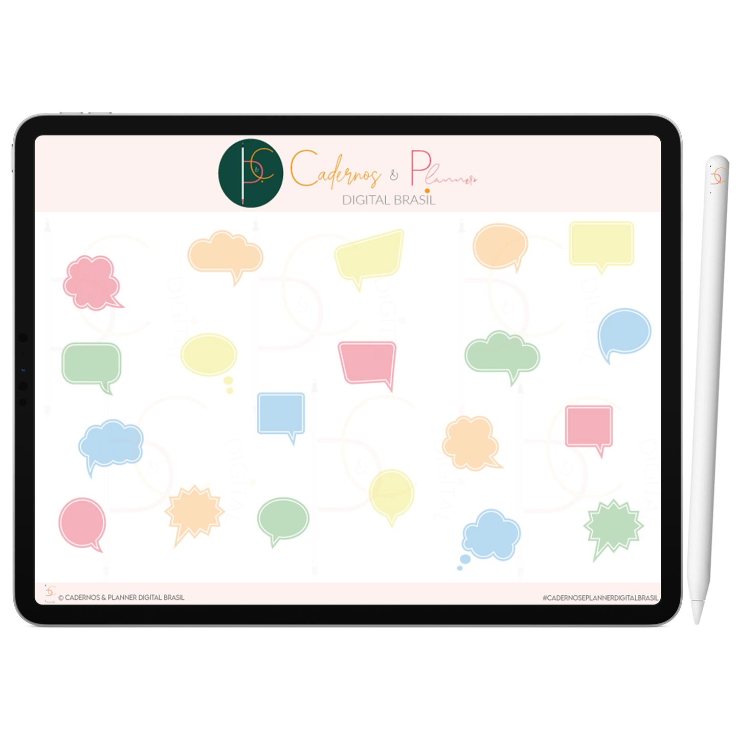 Kit Adesivos Stickers Digital para Mapa Mental Arco-Íris Balões Conversa Coloridos • iPad Tablet • GoodNotes Noteshelf