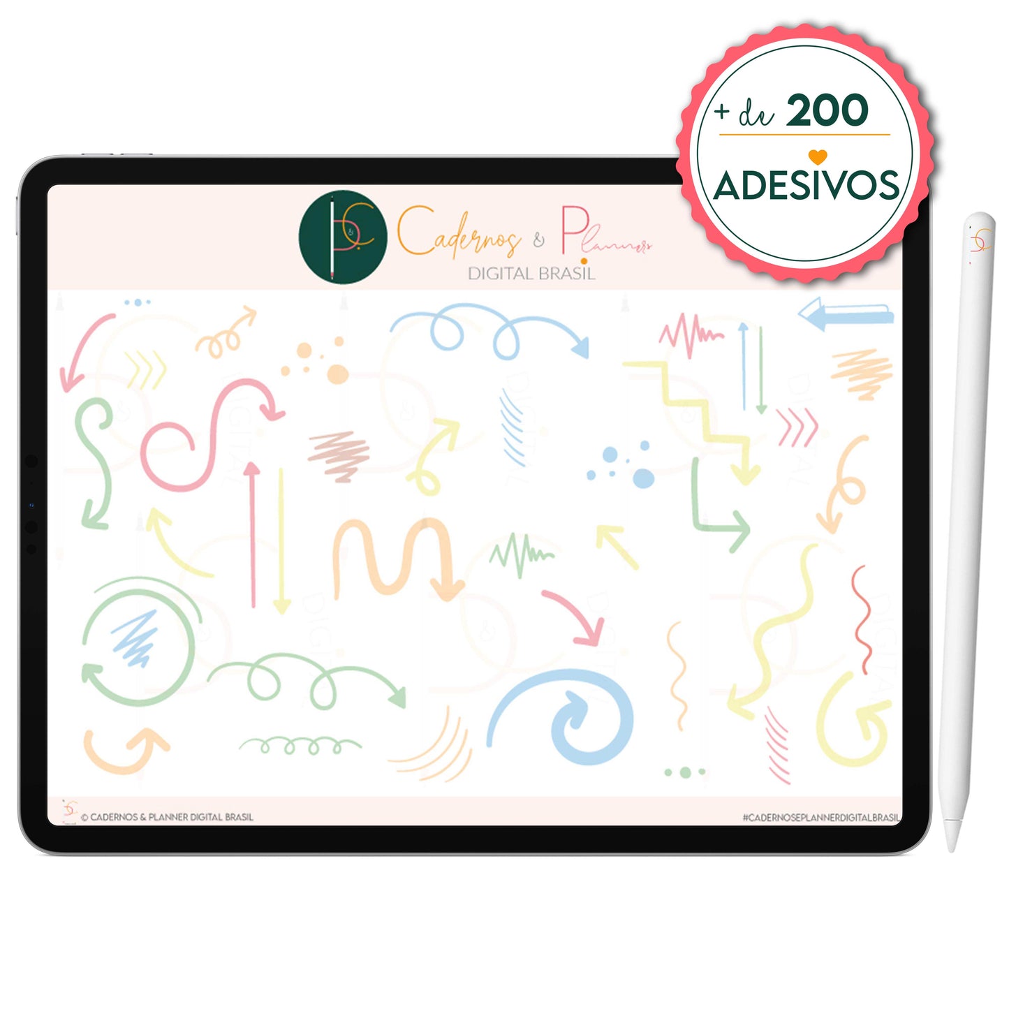 Kit Adesivos Stickers Digital para Mapa Mental Arco-Íris Setas • iPad Tablet • GoodNotes Noteshelf