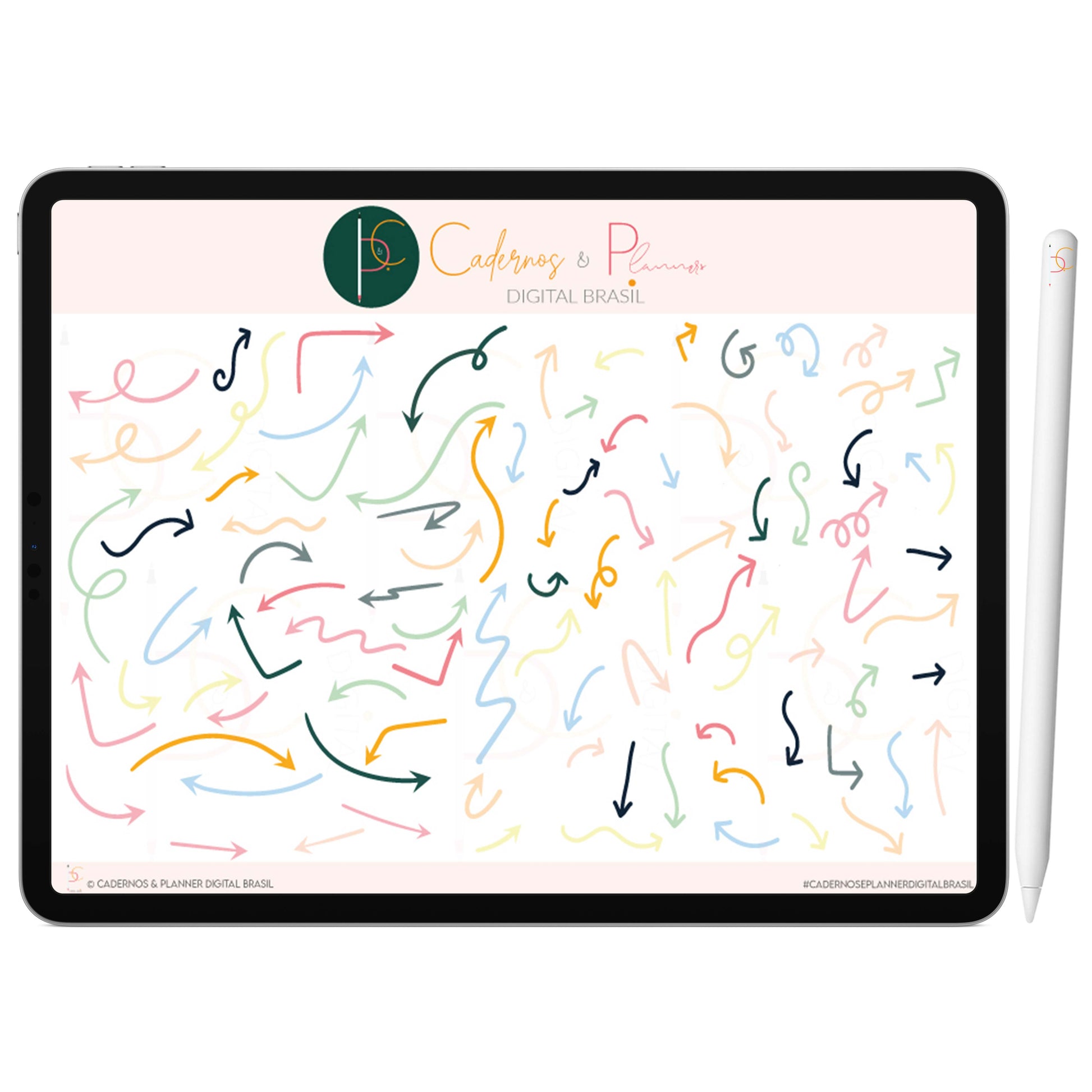 Kit Adesivos Stickers Digital para Mapa Mental Arco-Íris Setas Coloridas • iPad Tablet • GoodNotes Noteshelf
