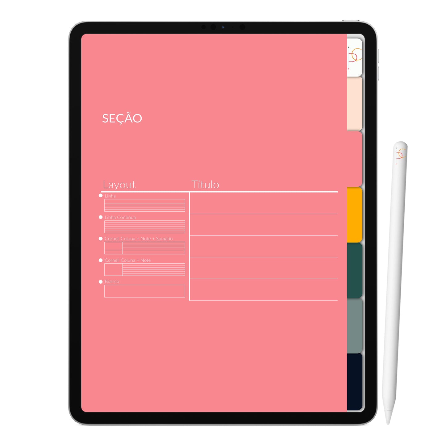 Caderno Digital Blush ' 6 Matérias Divisórias • Caderno Digital • iPad Tablet • GoodNotes Noteshelf  • Download instantâneo