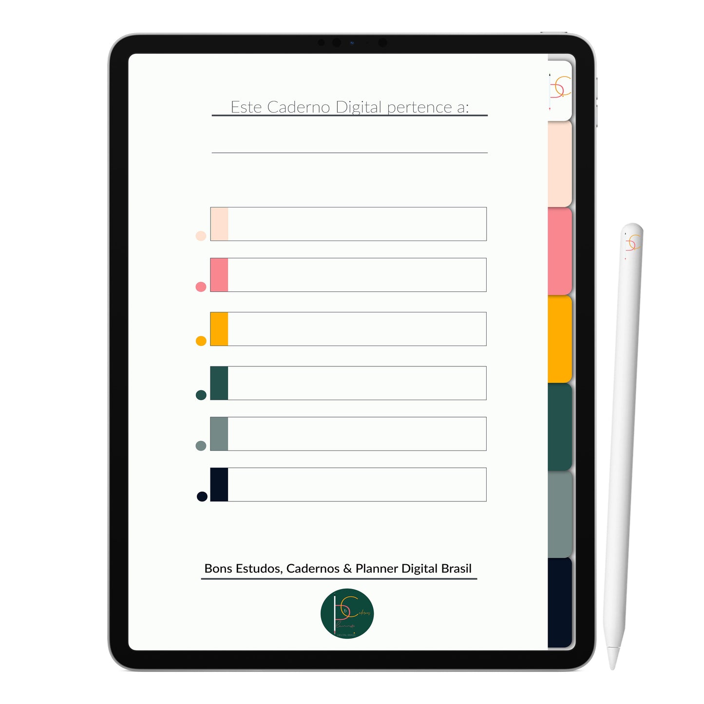 Caderno Digital Raios de Sol ' 6 Matérias Divisórias • Study • iPad Tablet • GoodNotes Noteshelf  • Download instantâneo