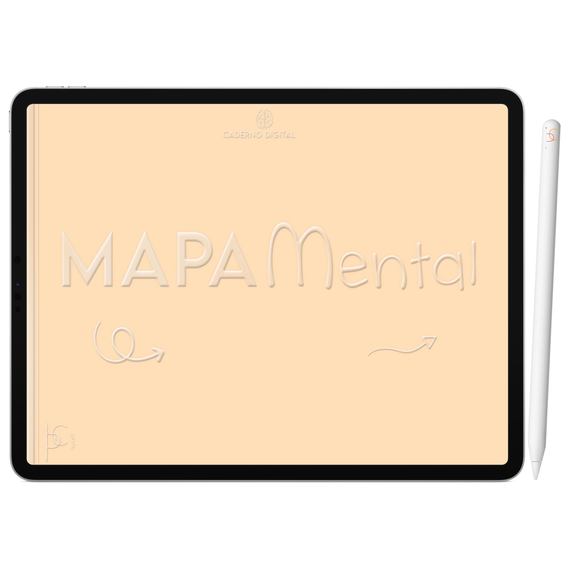Mapa Mental Digital Laranja Arco-Íris ' 5 Matérias Divisórias • Study • iPad Tablet • GoodNotes Noteshelf  • Download instantâneo