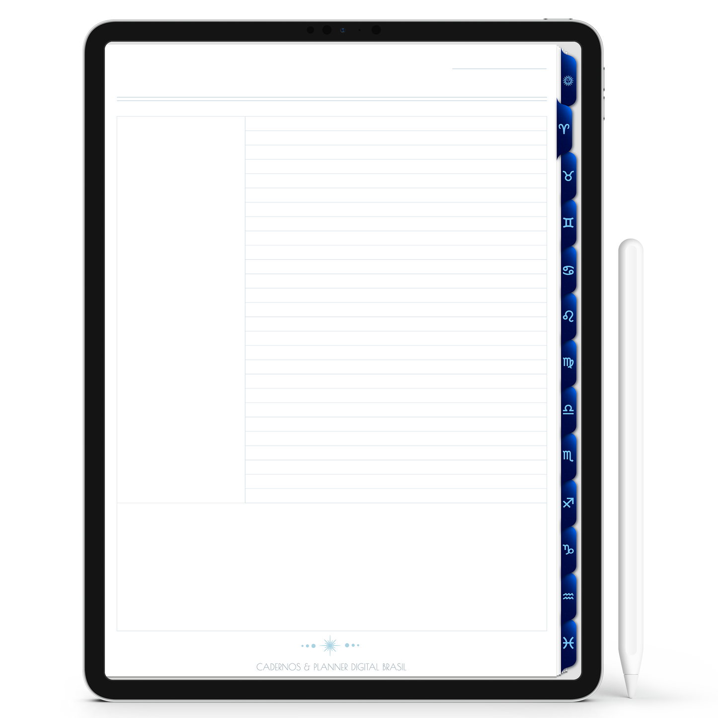 Caderno Digital do Signo de Libra do Zodíaco 12 Matérias Constelações Study iPad iOs Tablet Android GoodNotes Noteshelf Sustentável Cadernos & Planner Digital Brasil