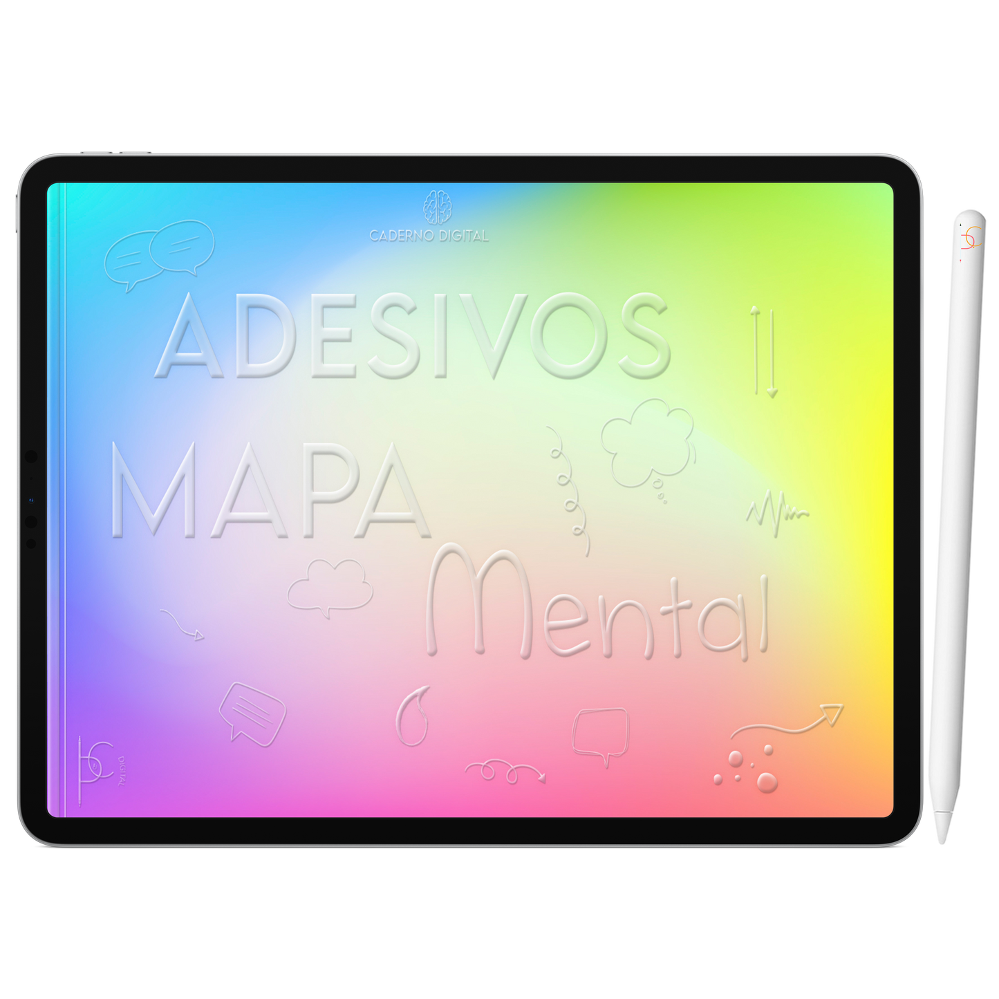 Kit Adesivos Stickers Digital para Mapa Mental Arco-Íris • iPad Tablet • GoodNotes Noteshelf