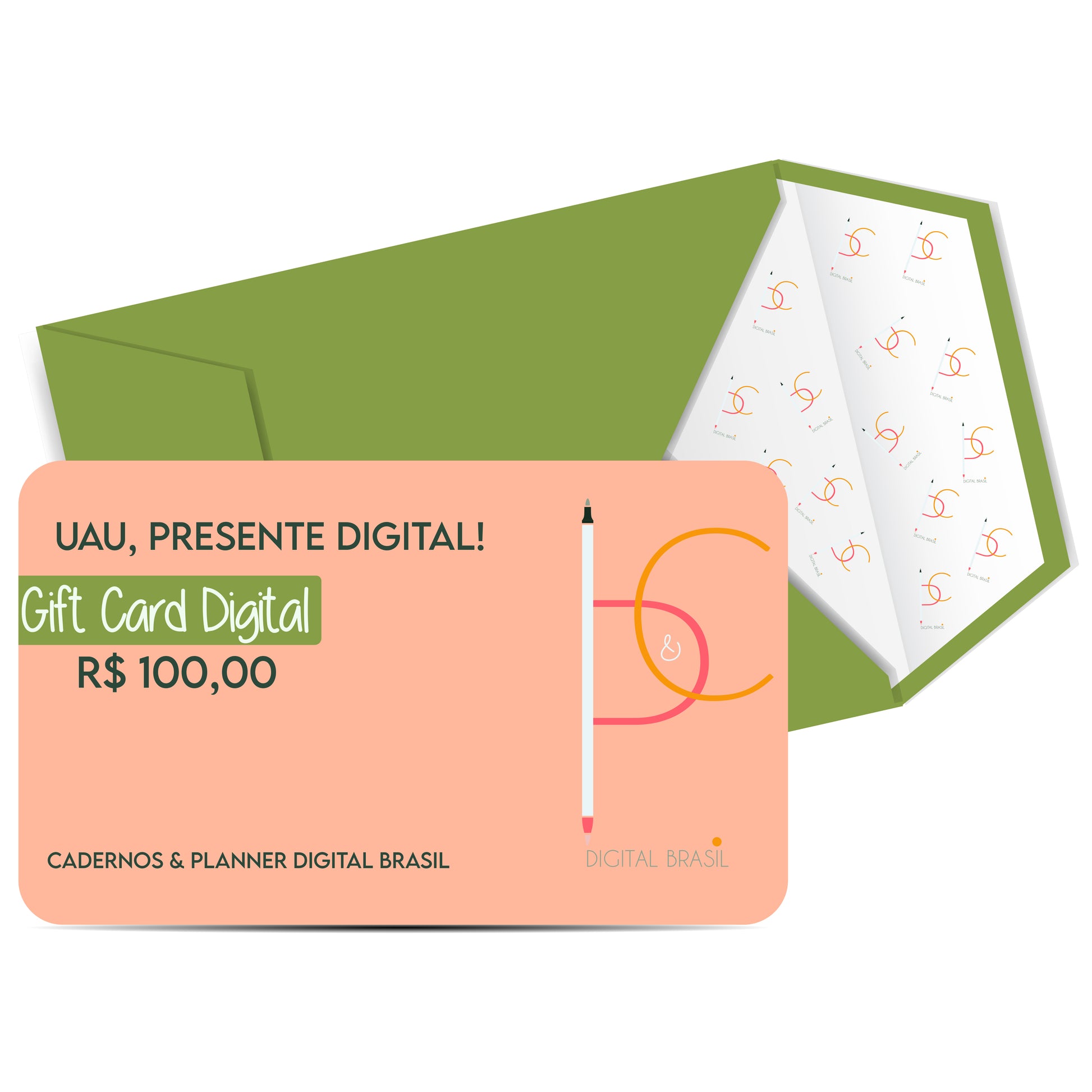 Uau Presente Digital R$ 100,00 Vinte Reais Cartão Presente Digital Gift Card para produtos da Cadernos & Planner Digital Brasil, Planner Digital, Mapa Mental Digital, Caderno Digital, Adesivos Stickers Digital