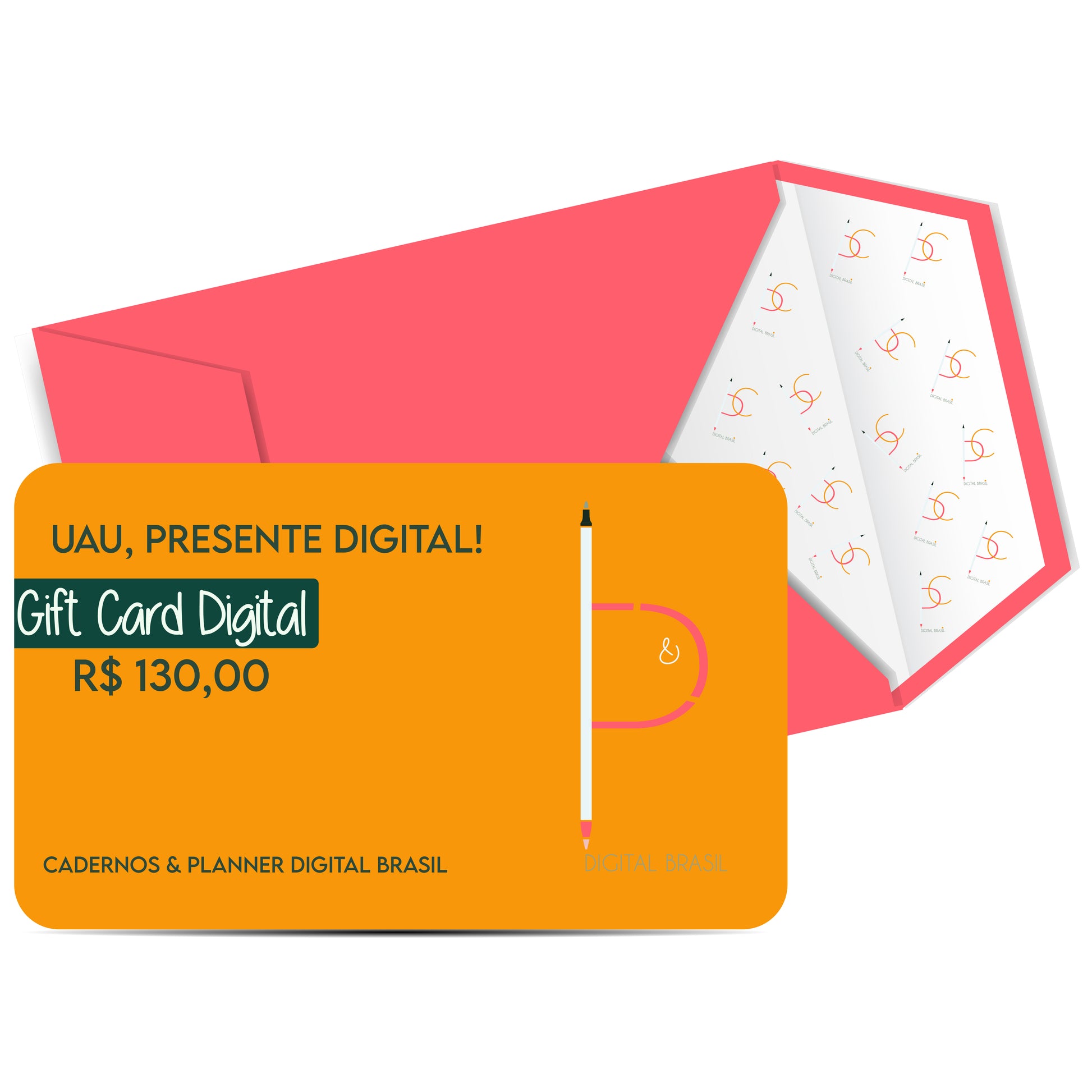 Uau Presente Digital R$ 130,00 Vinte Reais Cartão Presente Digital Gift Card para produtos da Cadernos & Planner Digital Brasil, Planner Digital, Mapa Mental Digital, Caderno Digital, Adesivos Stickers Digital