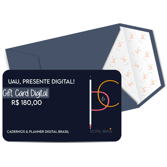 Uau Presente Digital R$ 180,00 Vinte Reais Cartão Presente Digital Gift Card para produtos da Cadernos & Planner Digital Brasil, Planner Digital, Mapa Mental Digital, Caderno Digital, Adesivos Stickers Digital