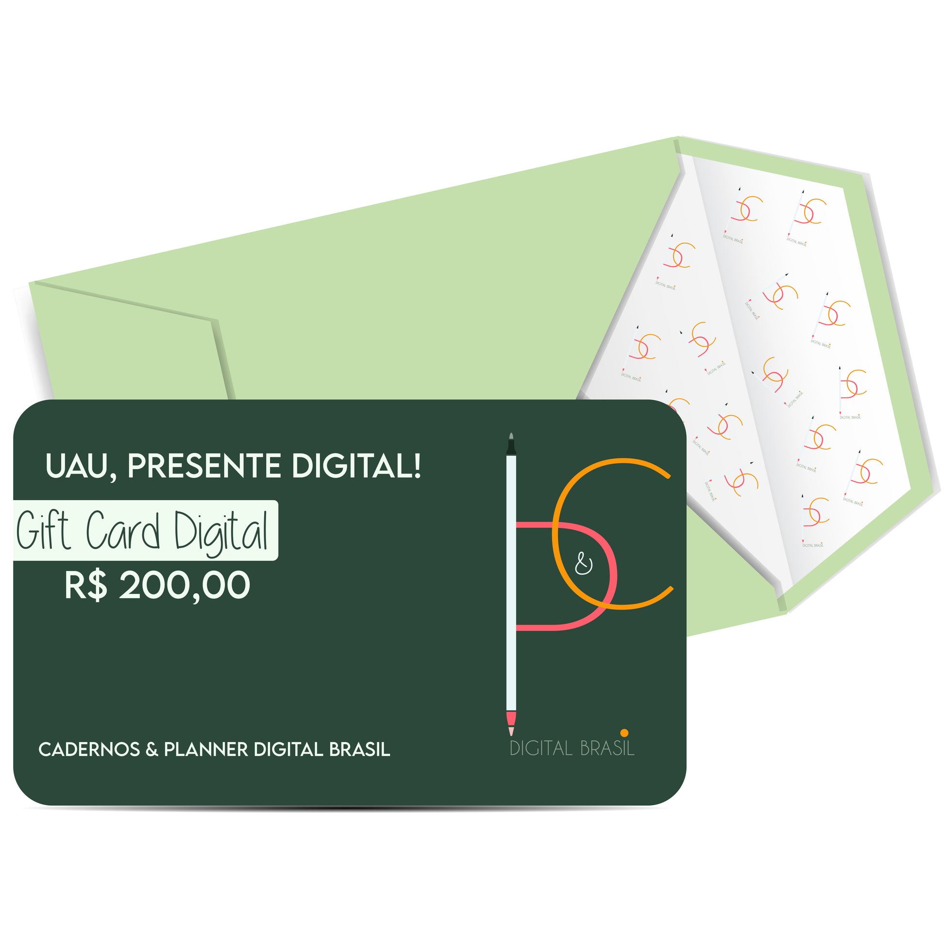 Uau Presente Digital R$ 80,00 Vinte Reais Cartão Presente Digital Gift Card para produtos da Cadernos & Planner Digital Brasil, Planner Digital, Mapa Mental Digital, Caderno Digital, Adesivos Stickers Digital