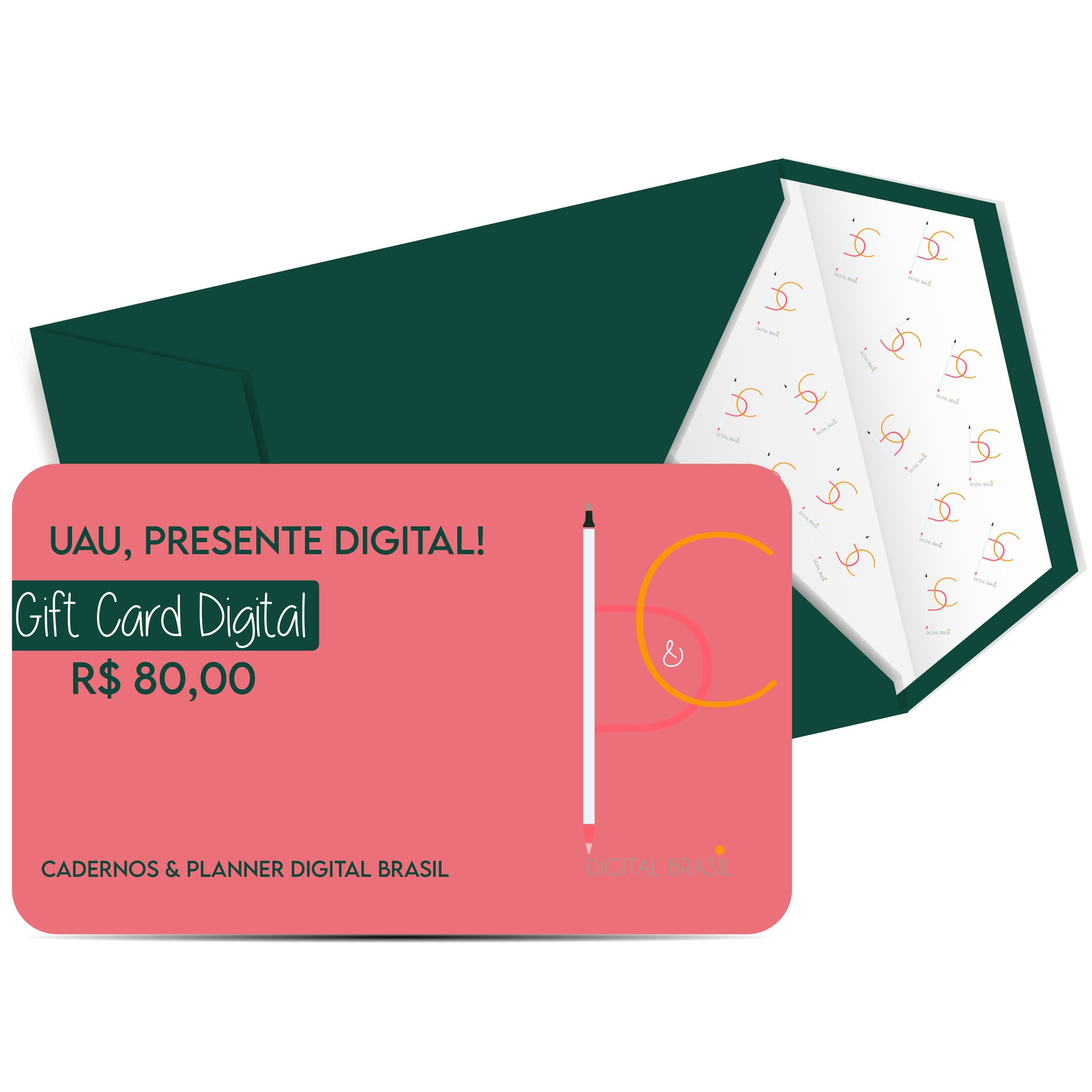 Uau Presente Digital R$ 80,00 Vinte Reais Cartão Presente Digital Gift Card para produtos da Cadernos & Planner Digital Brasil, Planner Digital, Mapa Mental Digital, Caderno Digital, Adesivos Stickers Digital