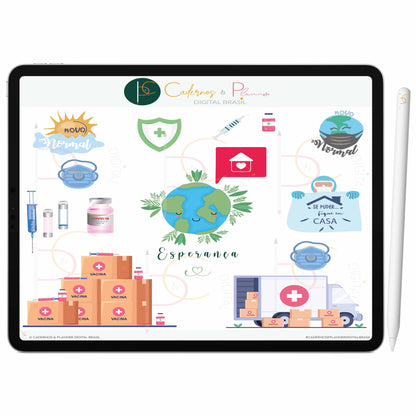 Adesivos Stickers Digital Cuide da sua Saúde Vacina• Planner Digital · Caderno Digital • iPad Tablet • GoodNotes Noteshelf