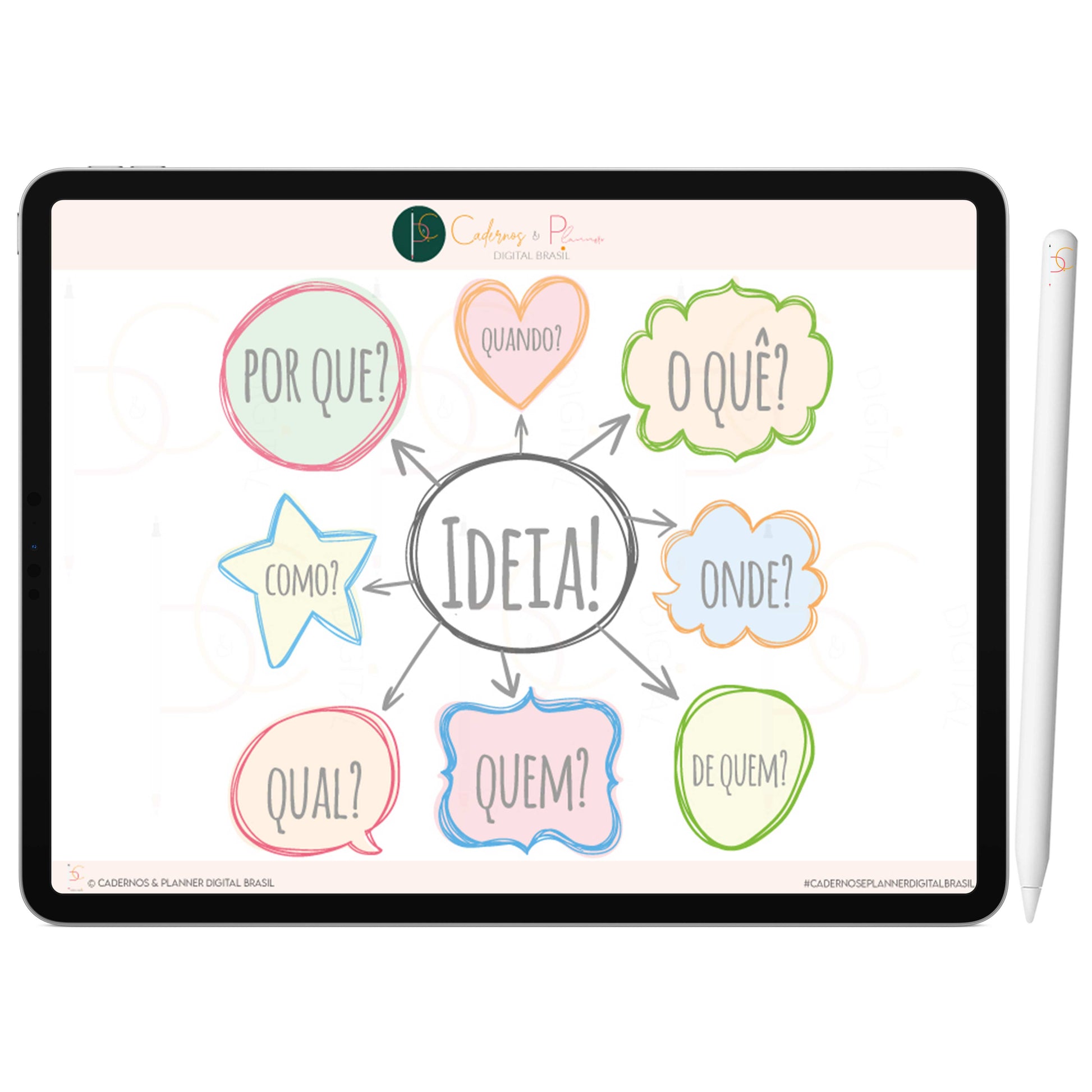 Adesivos Stickers Digital Mapa Mental Arco-Íris • Planner Digital • Caderno Digital • iPad Tablet • GoodNotes Noteshelf