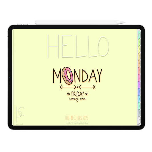 Planner Digital 2023 Horizontal Life In Colors Hello Monday • iPad Tablet • Download Instantâneo • Sustentável
