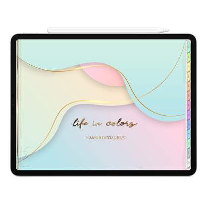 Planner Digital 2023 Horizontal Life In Colors Pastel • iPad Tablet • Download Instantâneo • Sustentável
