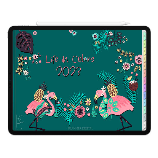 Planner Digital 2023 Horizontal Life In Colors Floral • iPad Tablet • Download Instantâneo • Sustentável