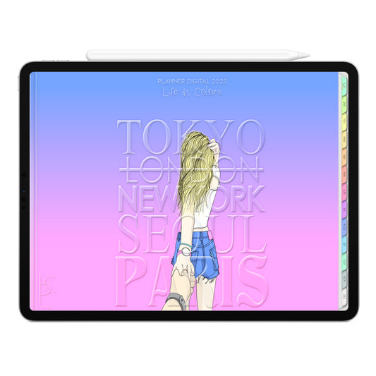 Planner Digital 2023 Horizontal Life In Colors World Travel • iPad Tablet • Download Instantâneo • Sustentável