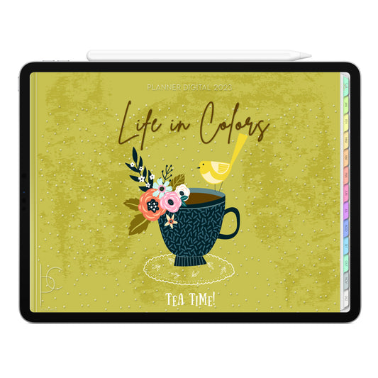 Planner Digital 2023 Horizontal Life In Colors Tea Time • iPad Tablet • Download Instantâneo • Sustentável