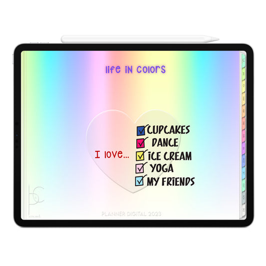 Planner Digital 2023 Horizontal Life In Colors Arco-Íris • iPad Tablet • Download Instantâneo • Sustentável
