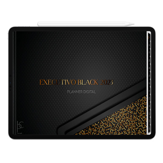 Planner Digital 2023 Horizontal Executivo Black Luxo Ouro • iPad Tablet • Download Instantâneo • Sustentável