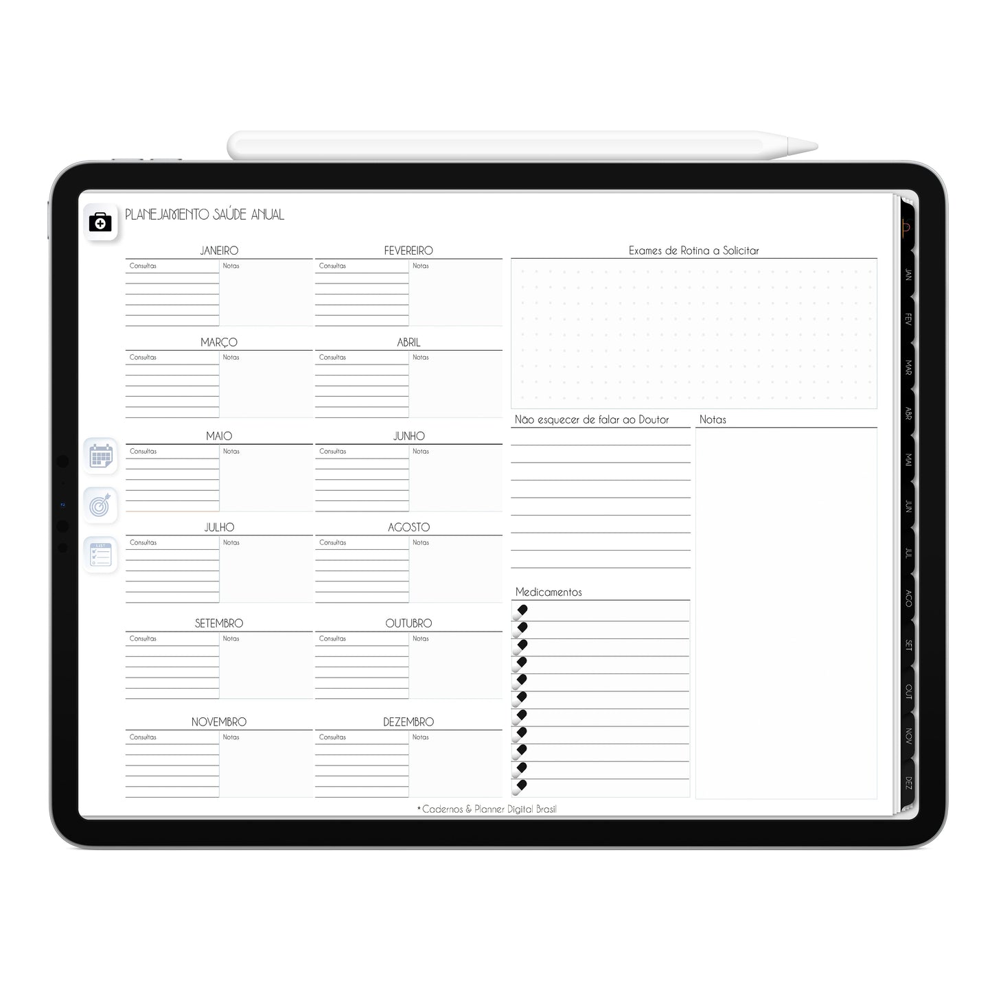 Planner Digital 2023 Horizontal Executivo Black II • iPad Tablet • Download Instantâneo • Sustentável