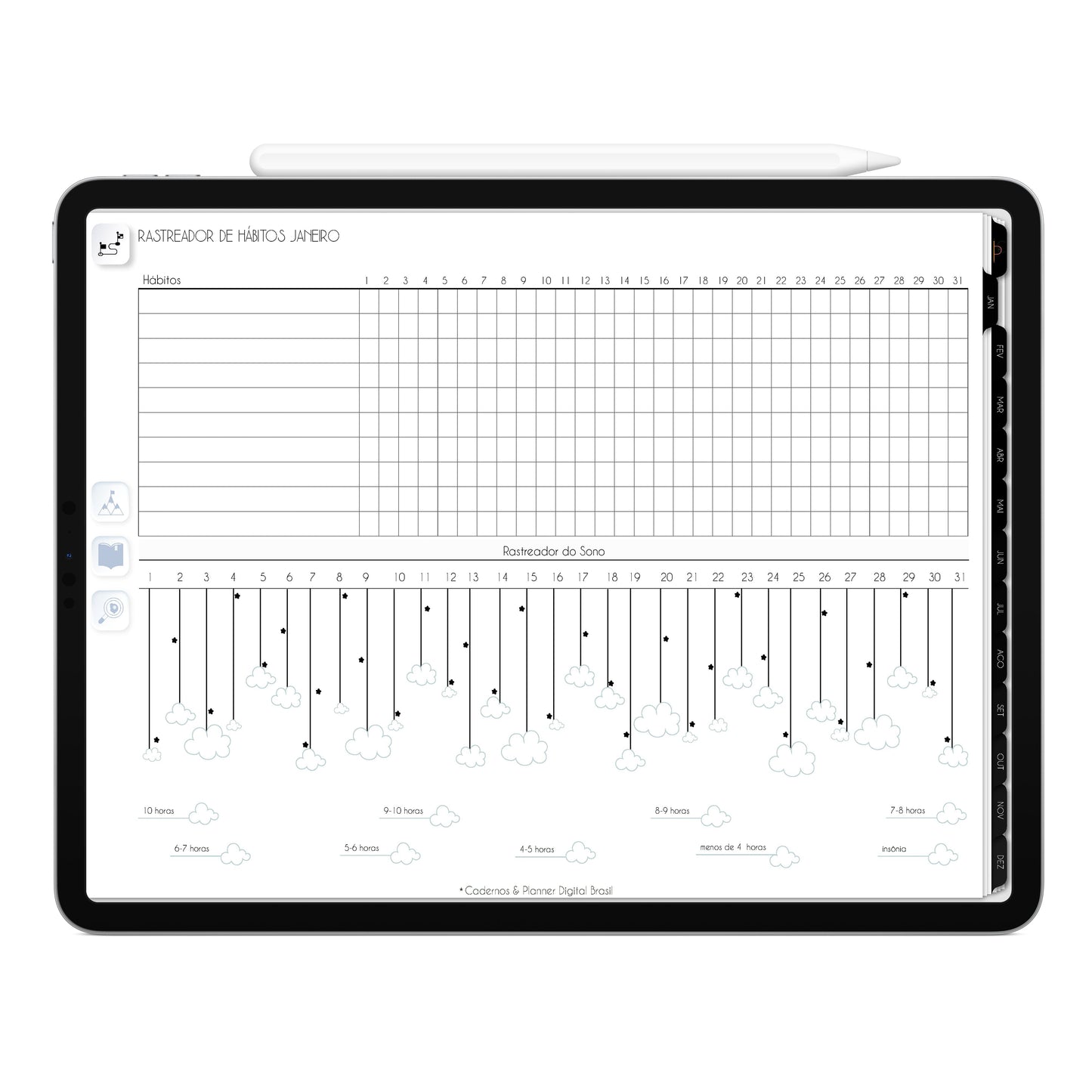 Planner Digital 2023 Horizontal Executivo Black Sol Noturno • iPad Tablet • Download Instantâneo • Sustentável