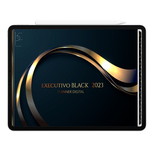 Planner Digital 2023 Horizontal Executivo Black I • iPad Tablet • Download Instantâneo • Sustentável