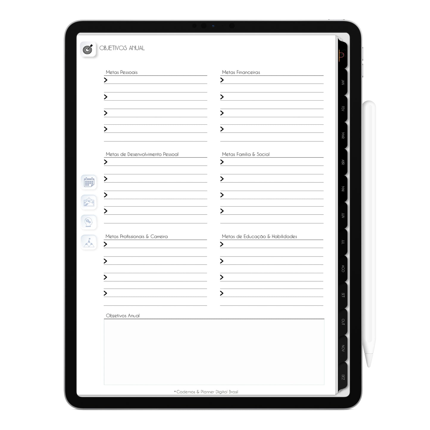 Planner Digital 2023 Vertical Executivo Black Sol Noturno • iPad Tablet • Download Instantâneo • Sustentável