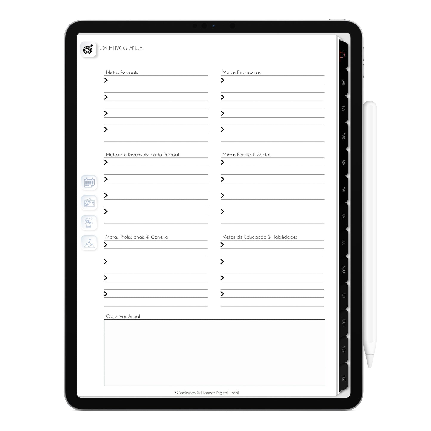 Planner Digital 2023 Vertical Executivo Black Trono Real • iPad Tablet • Download Instantâneo • Sustentável