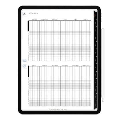 Planner Digital 2023 Vertical Executivo Black III • iPad Tablet • Download Instantâneo • Sustentável