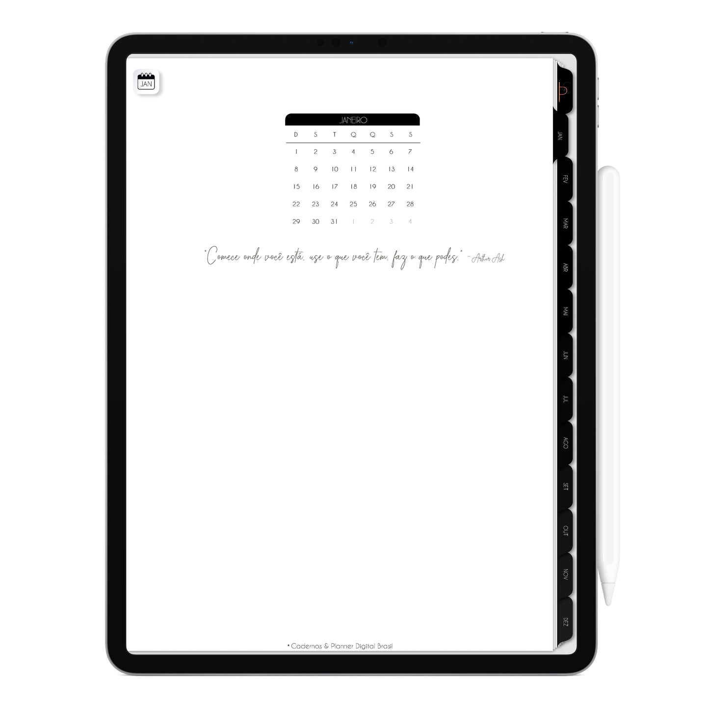 Planner Digital 2023 Vertical Executivo Black IV • iPad Tablet • Download Instantâneo • Sustentável