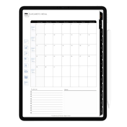 Planner Digital 2023 Vertical Executivo Black IV • iPad Tablet • Download Instantâneo • Sustentável