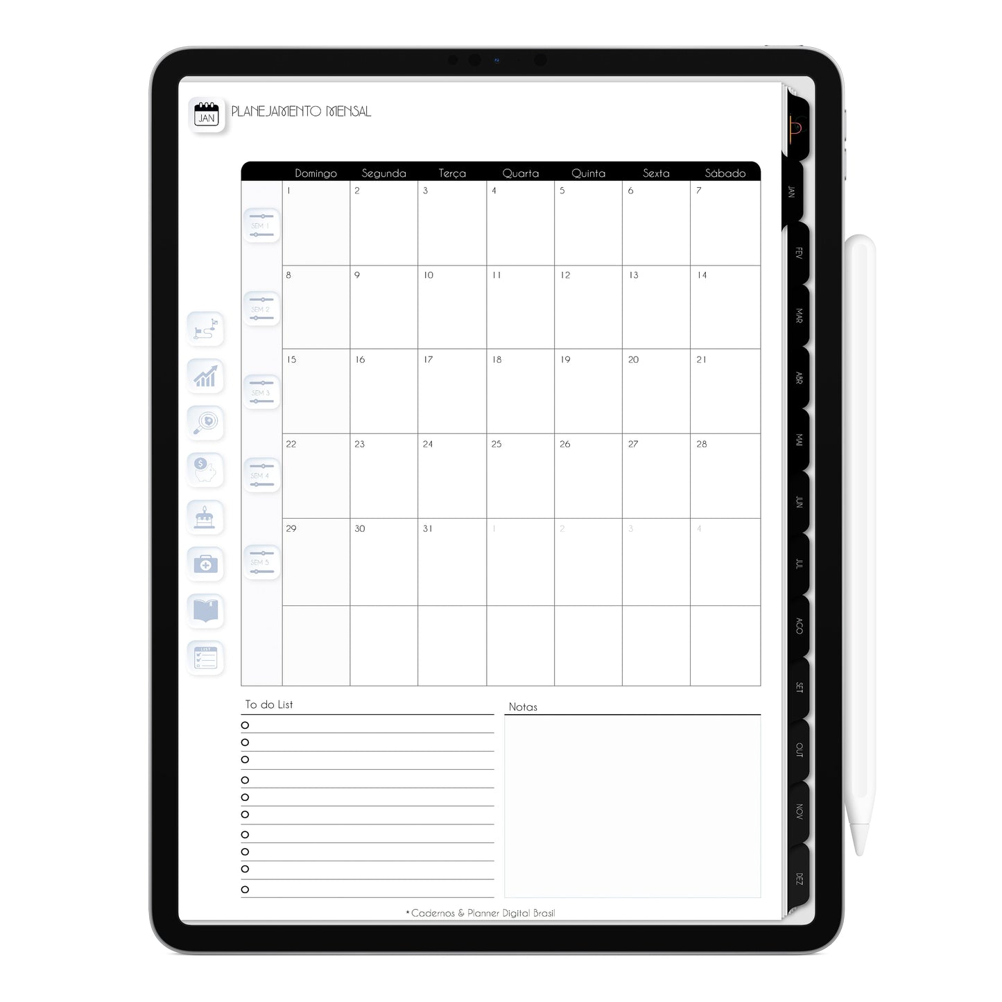 Planner Digital 2023 Vertical Executivo Black Pó Estelar • iPad Tablet • Download Instantâneo • Sustentável