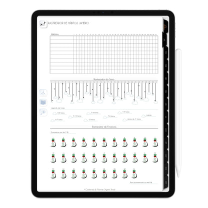 Planner Digital 2023 Vertical Executivo Black IV • iPad Tablet • Download Instantâneo • Sustentável