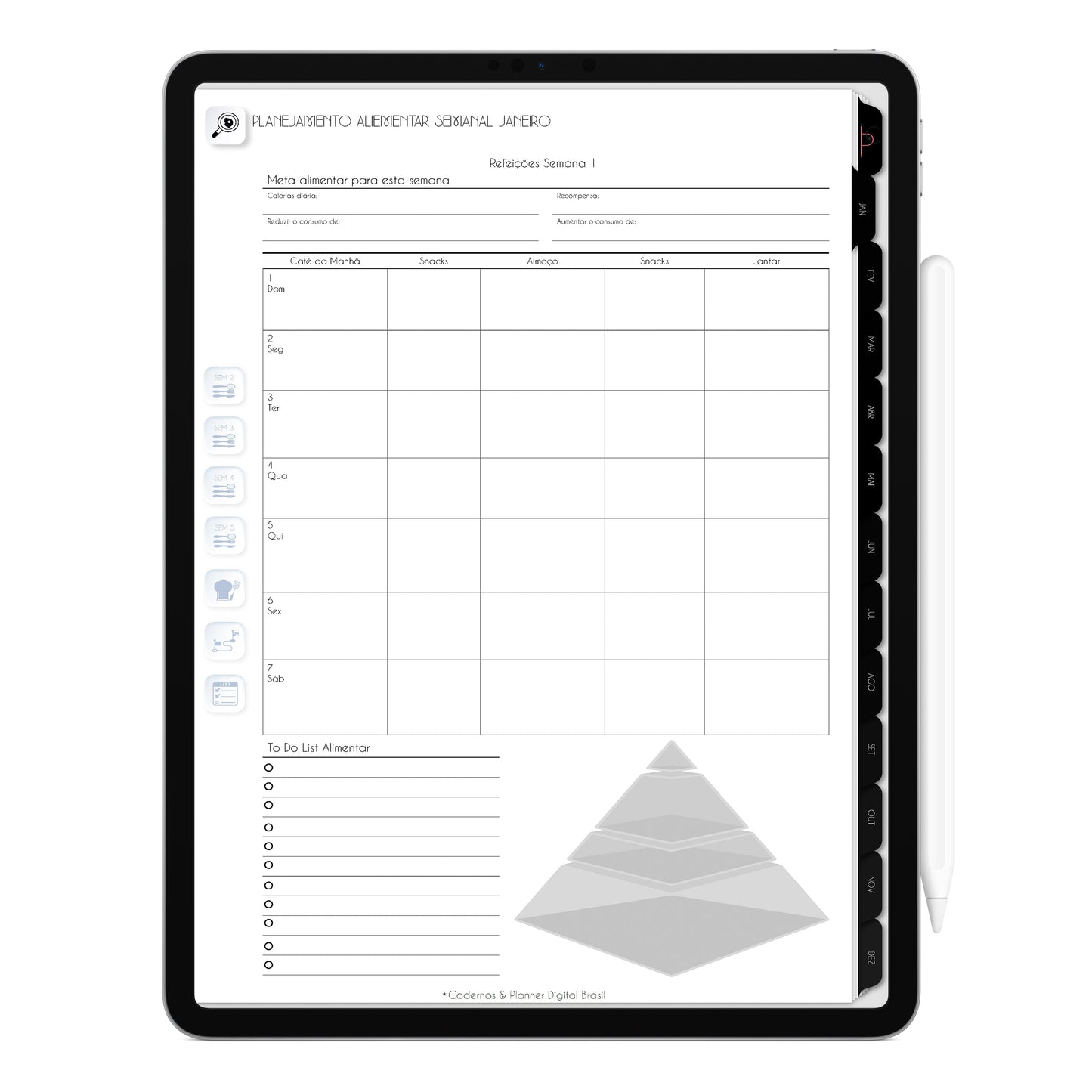 Planner Digital 2023 Vertical Executivo Black IV • iPad Tablet • Download Instantâneo • Sustentável