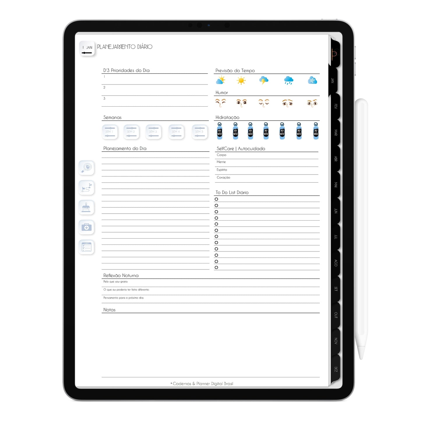 Planner Digital 2023 Vertical Executivo Black Neon • iPad Tablet • Download Instantâneo • Sustentável