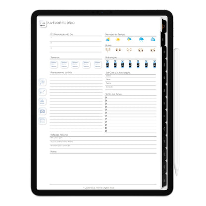 Planner Digital 2023 Vertical Executivo Black I • iPad Tablet • Download Instantâneo • Sustentável