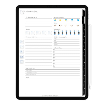 Planner Digital 2023 Vertical Executivo Black IV • iPad Tablet • Download Instantâneo • Sustentável