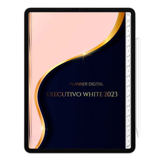 Planner Digital 2023 Vertical Executivo White Elegance • iPad Tablet • Download Instantâneo • Sustentável