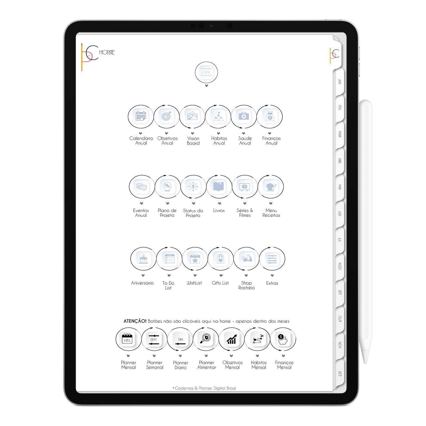 Planner Digital 2023 Vertical Executivo White Horizonte Sublime • iPad Tablet • Download Instantâneo • Sustentável