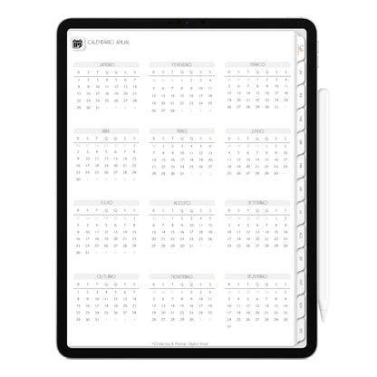 Planner Digital 2023 Vertical Executivo White Beleza Delicada • iPad Tablet • Download Instantâneo • Sustentável