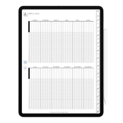 Planner Digital 2023 Vertical Executivo White Linha do Equilíbrio • iPad Tablet • Download Instantâneo • Sustentável