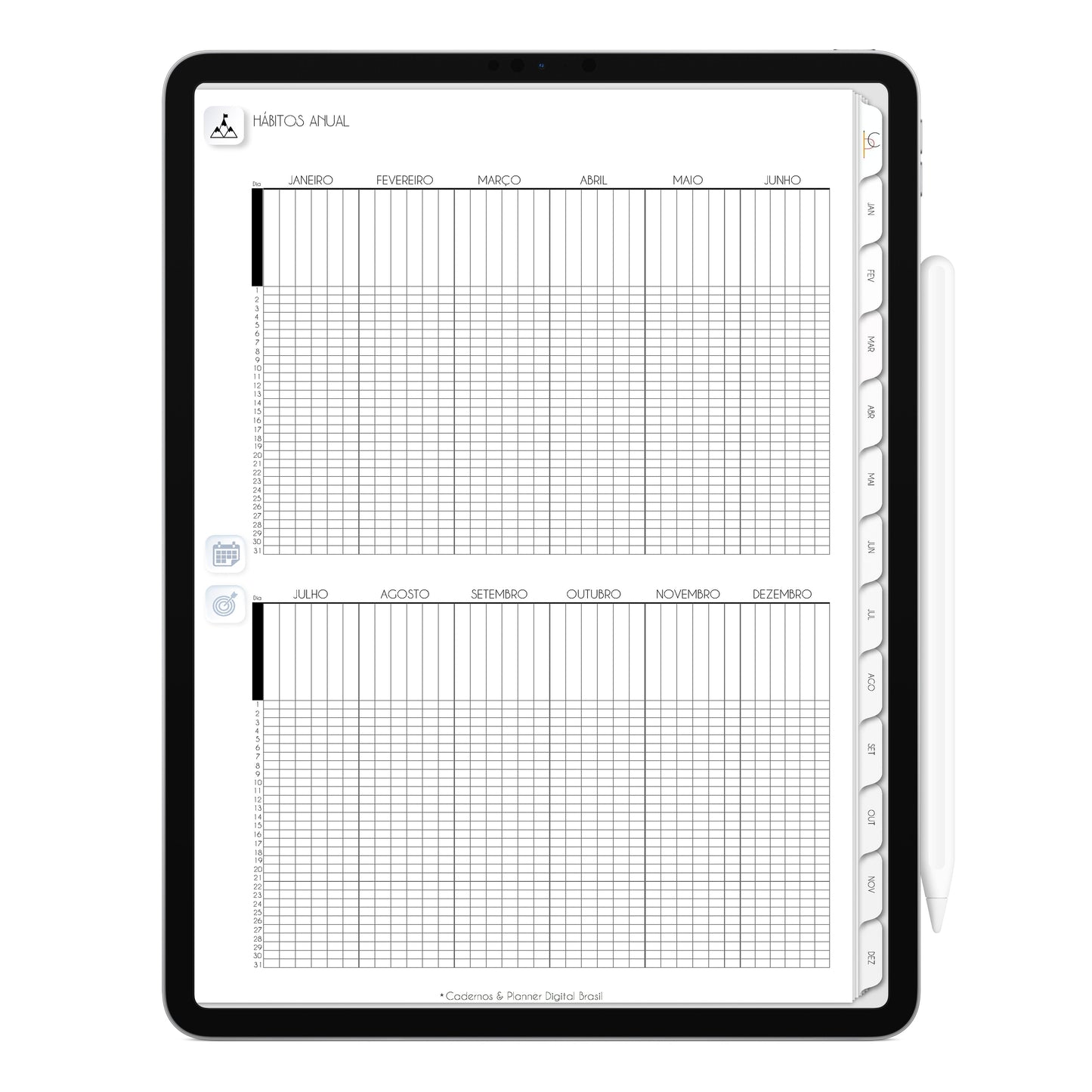 Planner Digital 2023 Vertical Executivo White Rio da Realização • iPad Tablet • Download Instantâneo • Sustentável