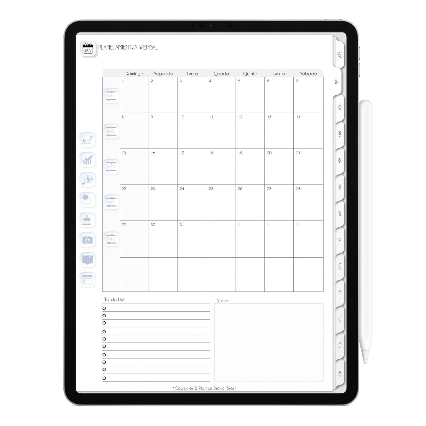 Planner Digital 2023 Vertical Executivo White Rio da Realização • iPad Tablet • Download Instantâneo • Sustentável